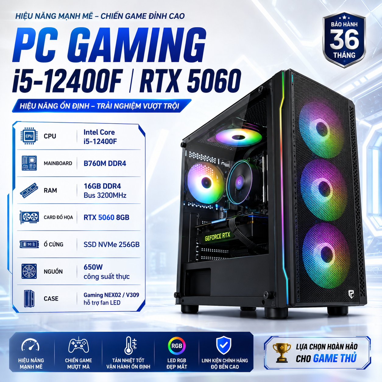 PC Gaming Intel Core i5-12400F RTX 5060 8GB