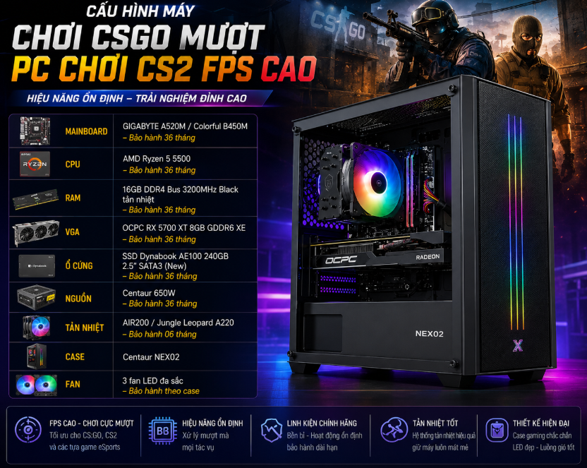 RYZEN 5 5500/A520M/16GB RAM/RX 5700 XT 8GB