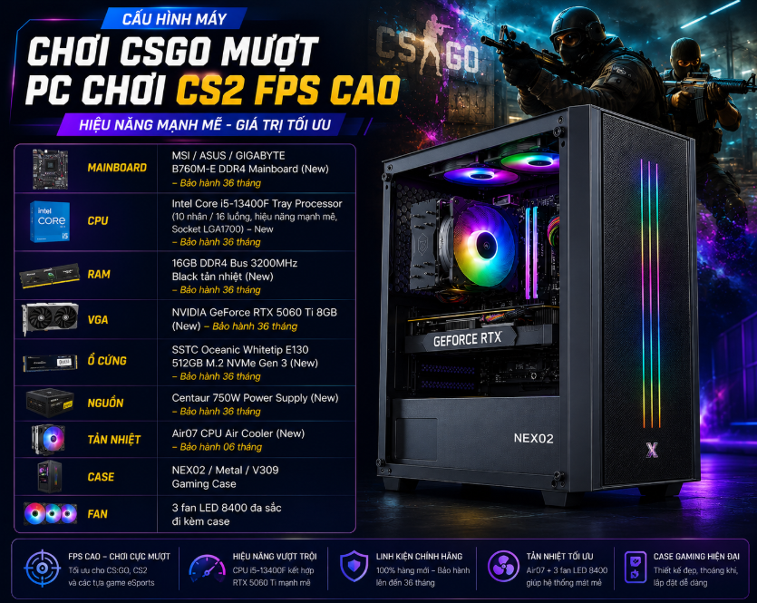 PC Gaming Intel Core i5-13400F RTX 5060 8GB&nbsp;